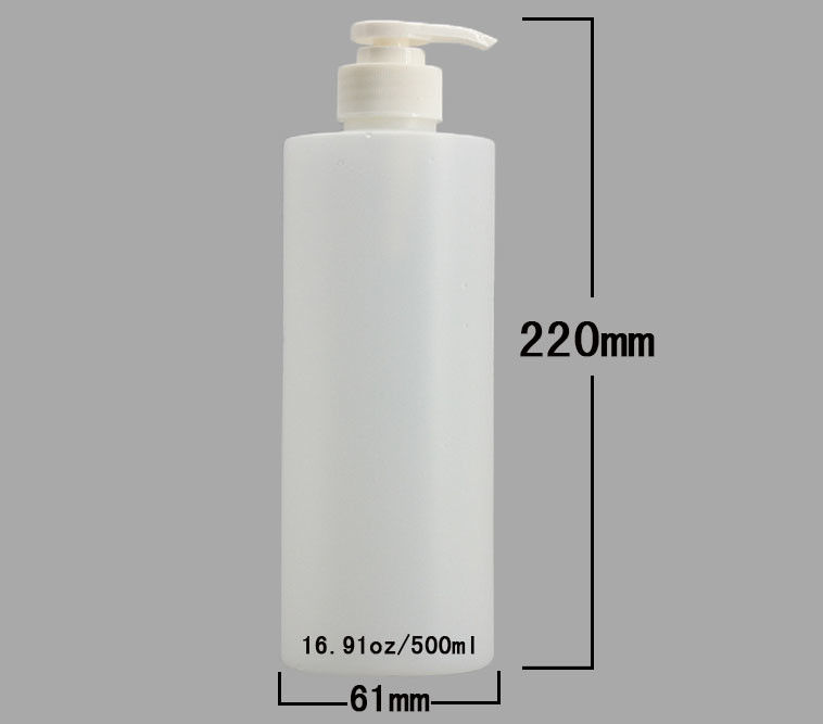 PET Cylinder 22mm 500ml Empty Shampoo Bottles
